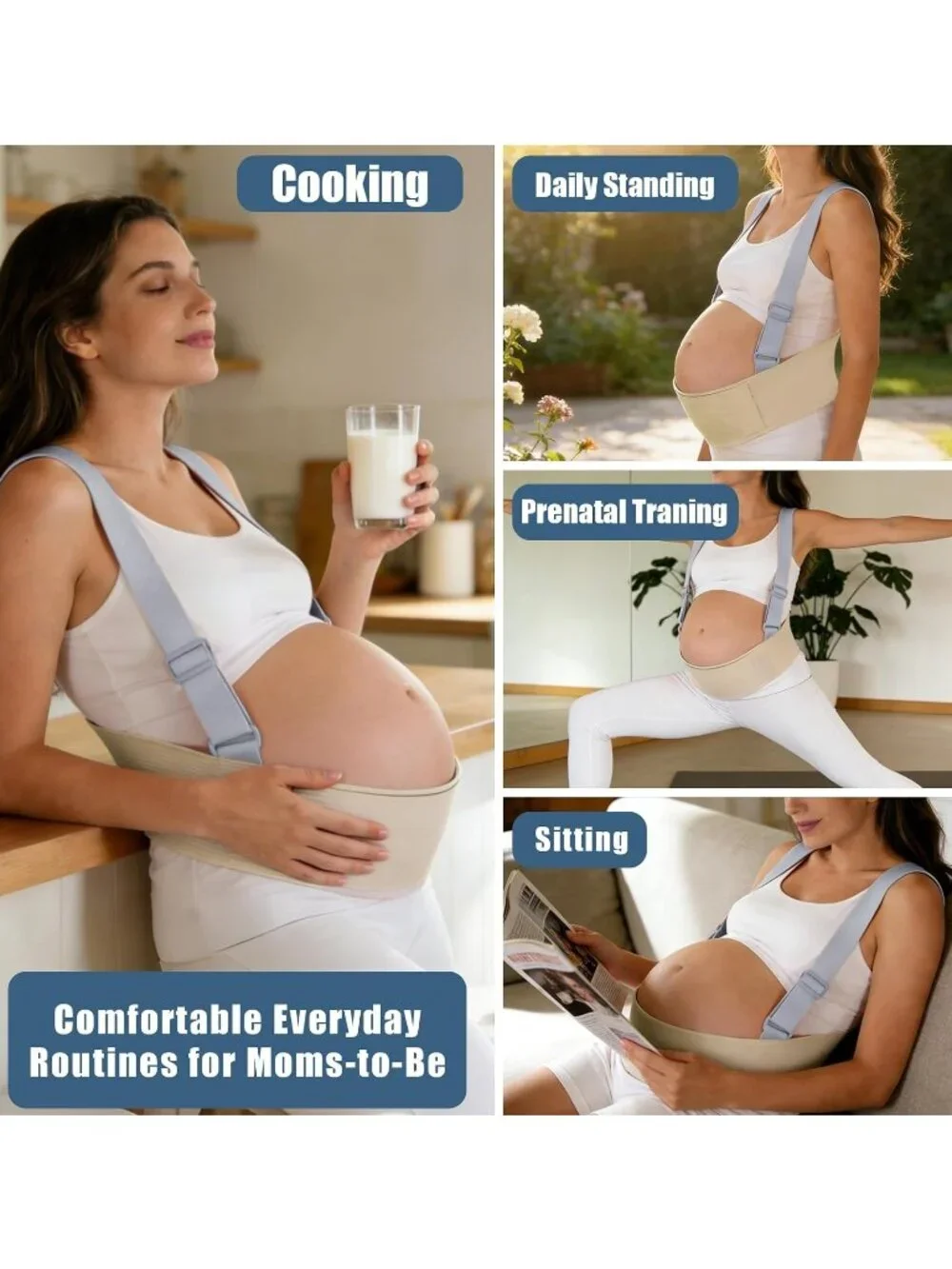 NEW Pregnancy Belly Support Band Belt Adjustable Shoulder Straps Back Pelvic Hip